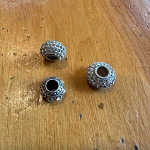 Three Silver Beads with Crystals